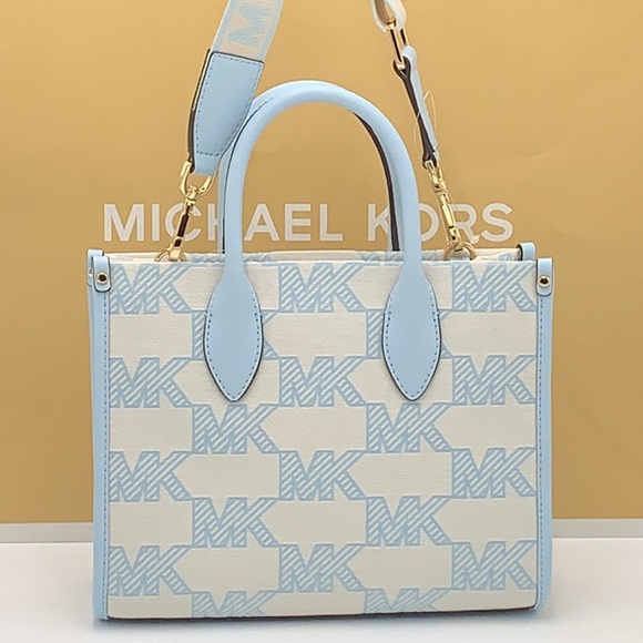 MICHAEL KORS MIRELLA SMALL SHOPPER TOP ZIP XBODY VISTA BLUE COLOR - Picture 3 of 15